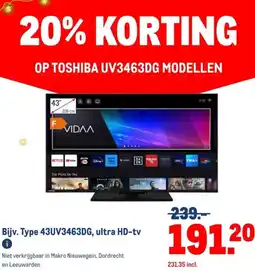 Makro Op Toshiba UV3463DG modellen aanbieding