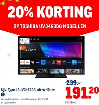 Makro Op Toshiba UV3463DG modellen aanbieding