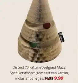 Intratuin District 70 kattenspeelgoed Maze. Speelkerstboom gemaakt van karton, aanbieding