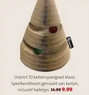 Intratuin District 70 kattenspeelgoed Maze. Speelkerstboom gemaakt van karton, aanbieding