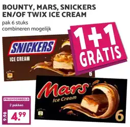 Coop BOUNTY, MARS, SNICKERS EN/OF TWIX ICE CREAM aanbieding
