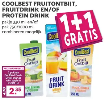 Coop COOLBEST FRUITONTBIJT, FRUITDRINK EN/OF PROTEIN DRINK aanbieding