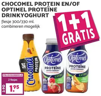 Coop CHOCOMEL PROTEIN EN/OF OPTIMEL PROTEÏNE DRINKYOGHURT aanbieding