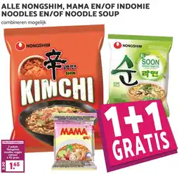 Coop ALLE NONGSHIM, MAMA EN/OF INDOMIE NOODLES EN/OF NOODLE SOUP aanbieding