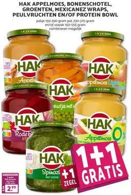 Coop HAK APPELMOES, BONENSCHOTEL, GROENTEN, MEXICANEZ WRAPS, PEULVRUCHTEN EN/OF PROTEIN BOWL aanbieding