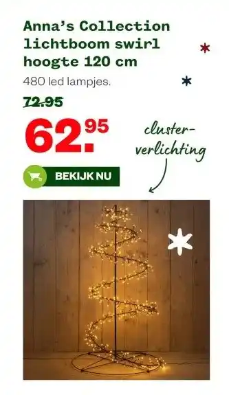 Welkoop Anna's Collection lichtboom swirl hoogte 120 cm aanbieding