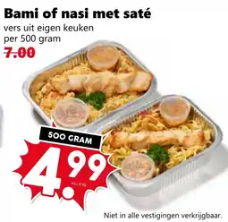 Coop Bami of nasi met saté aanbieding