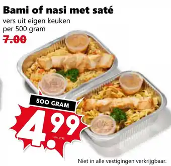 Coop Bami of nasi met saté aanbieding