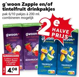 Coop g'woon Zappie en/of tintelfruit drinkpakjes aanbieding