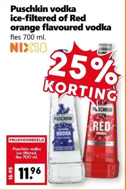 Coop Puschkin vodka ice-filtered of Red orange flavoured vodka aanbieding