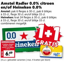 Coop Amstel Radler 0.0% citroen en/of Heineken 0.0% aanbieding