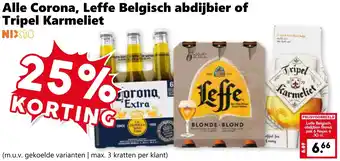 Coop Alle Corona, Leffe Belgisch abdijbier of Tripel Karmeliet aanbieding