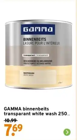 GAMMA GAMMA binnenbeits transparant white wash 250 ml aanbieding