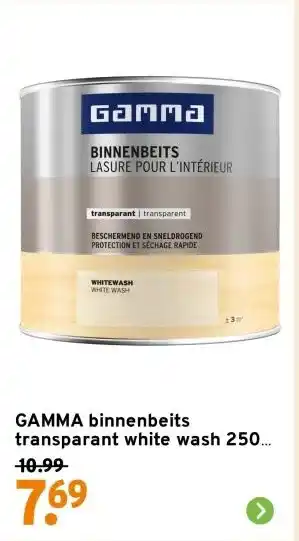 GAMMA GAMMA binnenbeits transparant white wash 250 ml aanbieding
