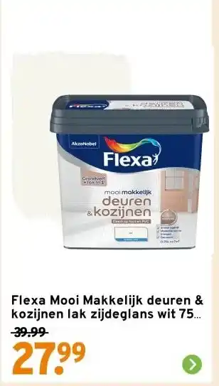 GAMMA Flexa Mooi Makkelijk deuren & kozijnen lak zijdeglans wit 750 ml aanbieding