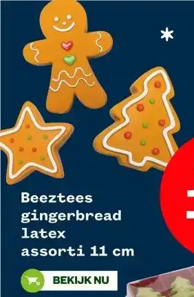 Welkoop Beeztees gingerbread latex assorti 11 cm aanbieding