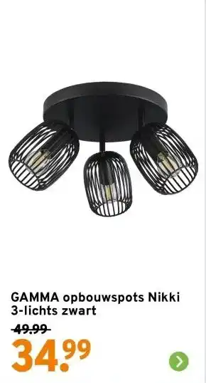 GAMMA GAMMA opbouwspots Nikki 3-lichts zwart aanbieding