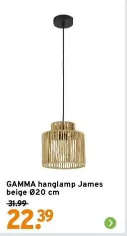 GAMMA GAMMA hanglamp James beige Ø20 cm aanbieding