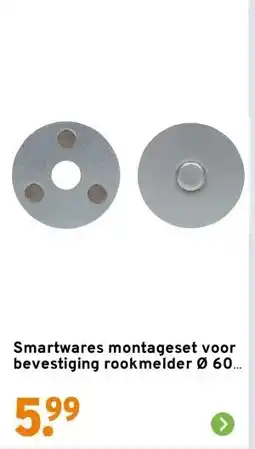 GAMMA Smartwares montageset voor bevestiging rookmelder Ø 60 mm aanbieding