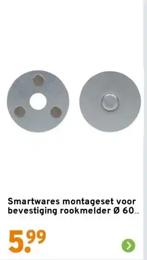 GAMMA Smartwares montageset voor bevestiging rookmelder Ø 60 mm aanbieding