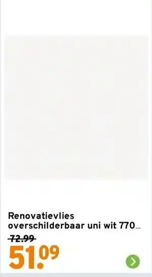 GAMMA Renovatievlies overschilderbaar uni wit 7700 150gr - 25m aanbieding