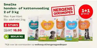 Welkoop Smølke honden- of kattenvoeding 2 of 3 kg aanbieding
