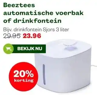 Welkoop Beeztees automatische voerbak of drinkfontein aanbieding