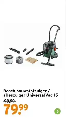 GAMMA Bosch bouwstofzuiger / alleszuiger UniversalVac 15 aanbieding
