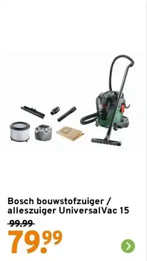 GAMMA Bosch bouwstofzuiger / alleszuiger UniversalVac 15 aanbieding