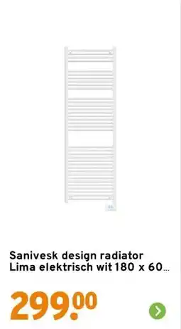 GAMMA Sanivesk design radiator Lima elektrisch wit 180 x 60 cm aanbieding