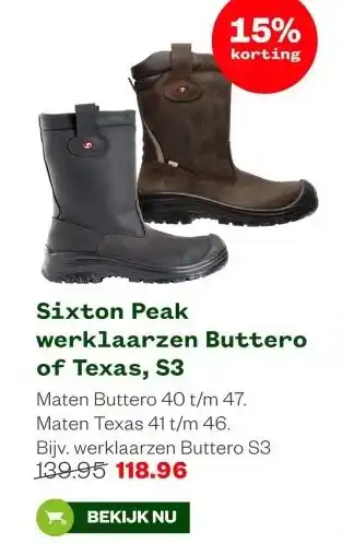 Welkoop Sixton Peak werklaarzen Buttero of Texas, S3 aanbieding