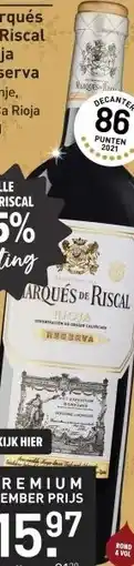 Gall & Gall Marqués de Riscal Rioja Reserva 75CL aanbieding