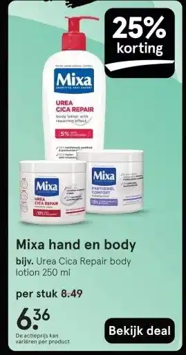 Etos Mixa hand en body aanbieding
