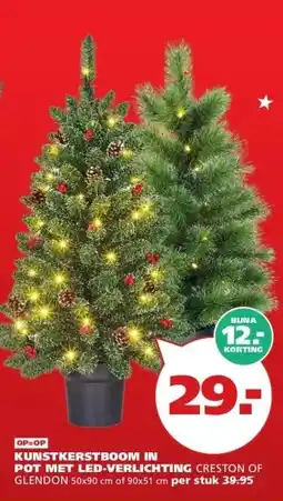 Ranzijn KUNSTKERSTBOOM IN POT MET LED-VERLICHTING CRESTON OF GLENDON aanbieding