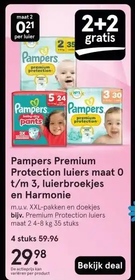 Etos Pampers Premium Protection luiers maat 0 t/m 3, luierbroekjes en Harmonie aanbieding