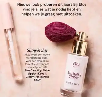 Etos Etos Care High Shine Lipgloss Keep it Glossy Transparant aanbieding