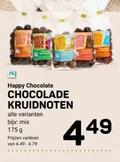 Ekoplaza Happy Chocolate CHOCOLADE KRUIDNOTEN aanbieding