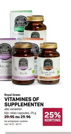 Ekoplaza Royal Green VITAMINES OF SUPPLEMENTEN aanbieding