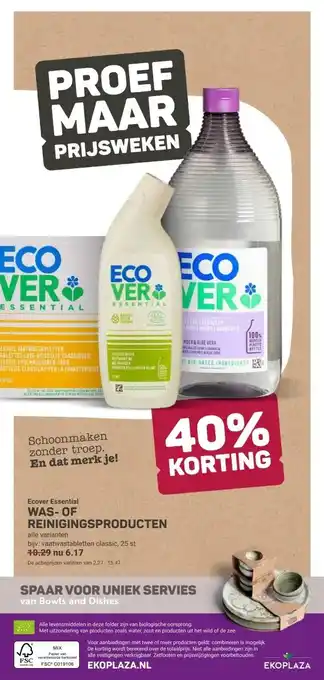 Ekoplaza Ecover Essential WAS-OF REINIGINGSPRODUCTEN aanbieding