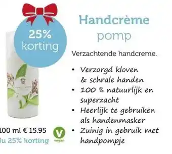 De Rode Pilaren Handcrème pomp aanbieding