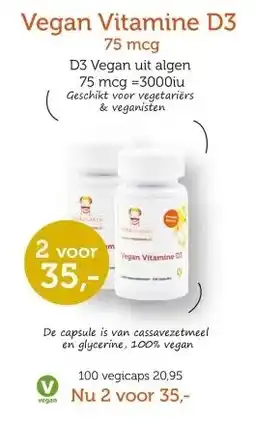 De Rode Pilaren Vegan Vitamine D3 75 mcg aanbieding