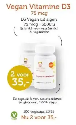 De Rode Pilaren Vegan Vitamine D3 75 mcg aanbieding