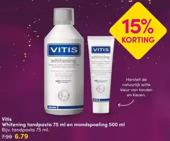DA Vitis Whitening tandpasta 75 ml en mondspoeling 500 ml aanbieding