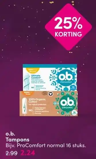 DA o.b. Tampons aanbieding