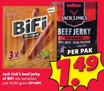 Nettorama Jack Link's beef jerky of BiFi aanbieding