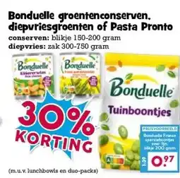 Boon`s Markt Bonduelle groenten conserven. diepvriesgroenten of Pasta Pronto aanbieding