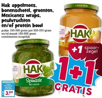 Boon`s Markt Hak appelmoes, bonenschotel, groenten, Mexicanez wraps. peulvruchten en/of protein bowl aanbieding