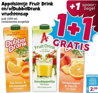 Boon`s Markt Appelsientje Fruit Drink en/ofDubbelDrank vruchtensap aanbieding