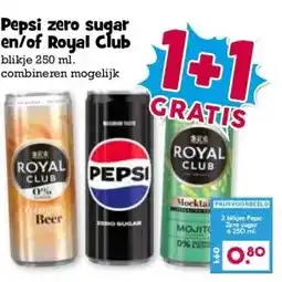 Boon`s Markt Pepsi zero sugar en/of Royal Club aanbieding