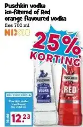 Boon`s Markt Puschkin vodka ice-filtered of Red orange flavoured vodka aanbieding